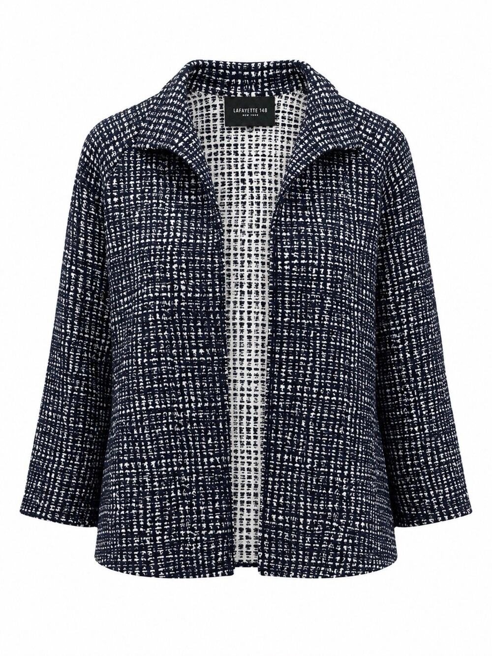 LAFAYETTE 148 Navy & White TEXTURE Open JACKET SIZE M EUC